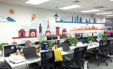 修水教你设计办公室墙绘的方法。